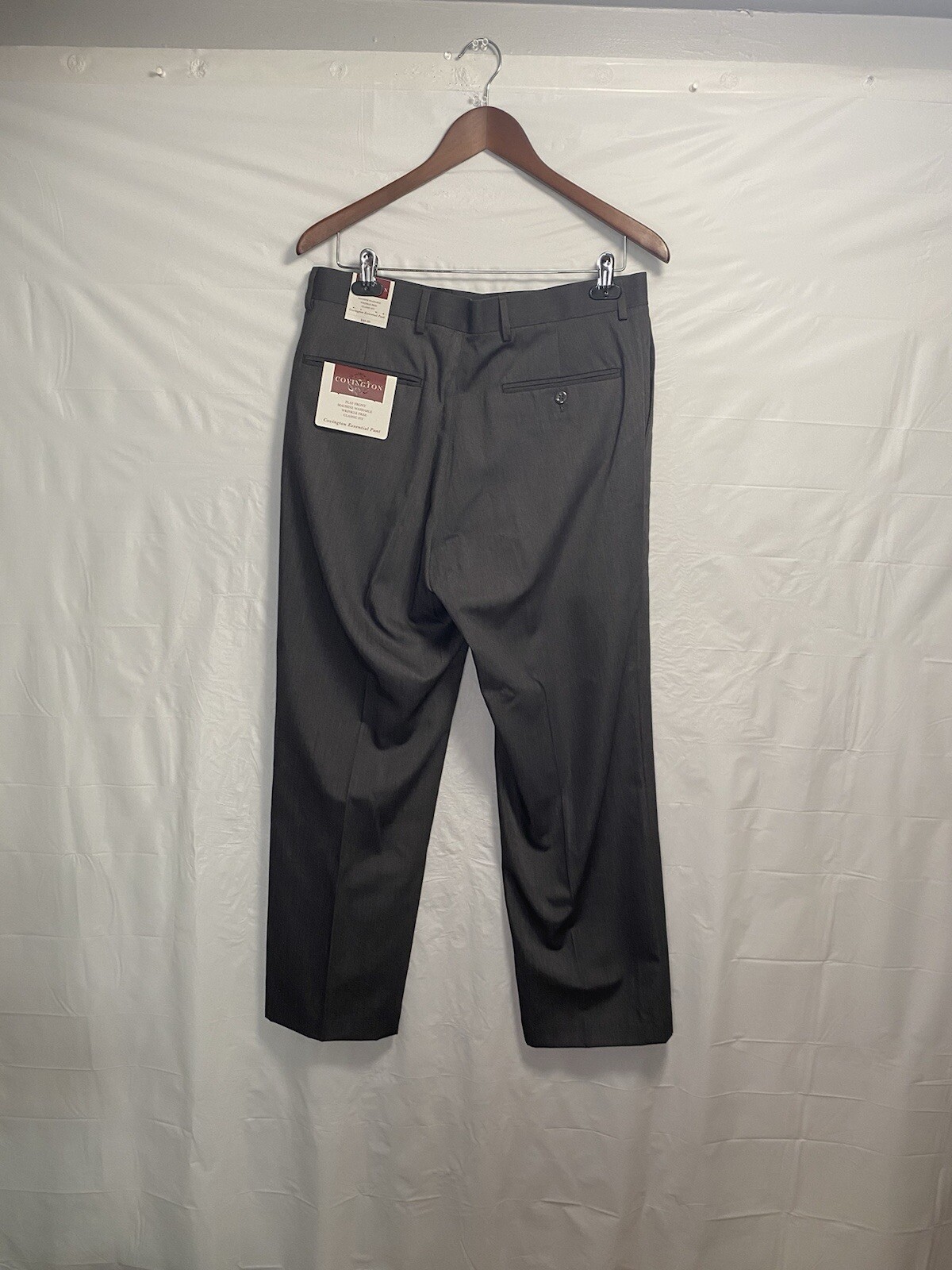 New Covington Essential Dress Pant 32×30 Gray Flat Wrinkle Free Classic Straight