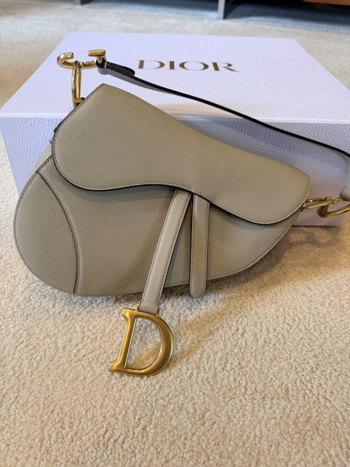 Dior Saddle Bag Medium Calfskin Leather Taupe