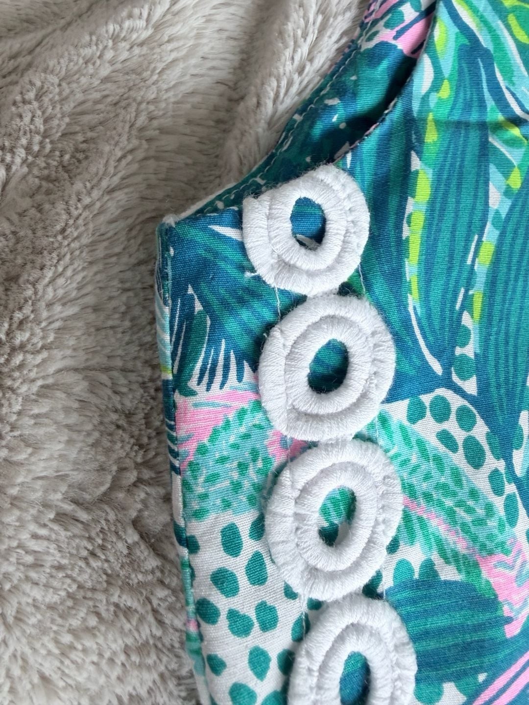 Lilly Pulitzer Sleeveless Shift Dress with Embroidered Eyelet Trim Detail