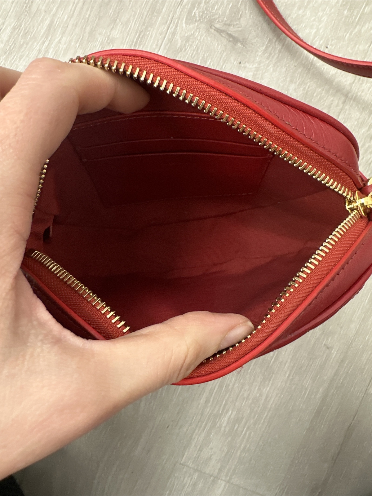 CELINE C Charm Small Quilted Calfskin Leather Camera Bag Red