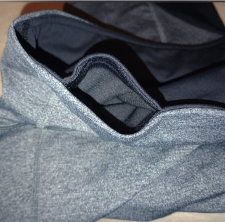 Soul by SoulCycle Cropped Gray/Black Ankle Leggings Mesh Zip Pocket Logo Size 8