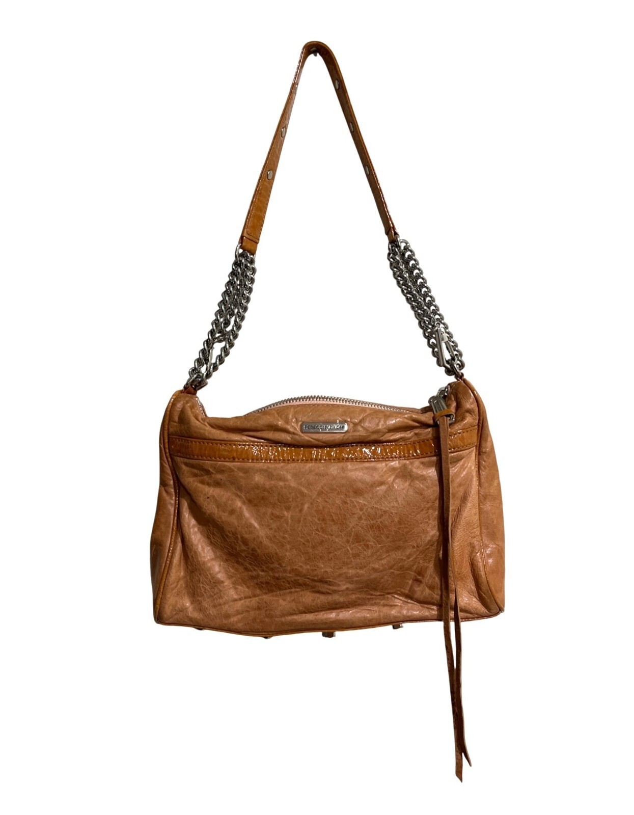Rebecca Minkoff MAC Shoulder Bag Soft Leather with Silver Chain Strap Tan 11×7
