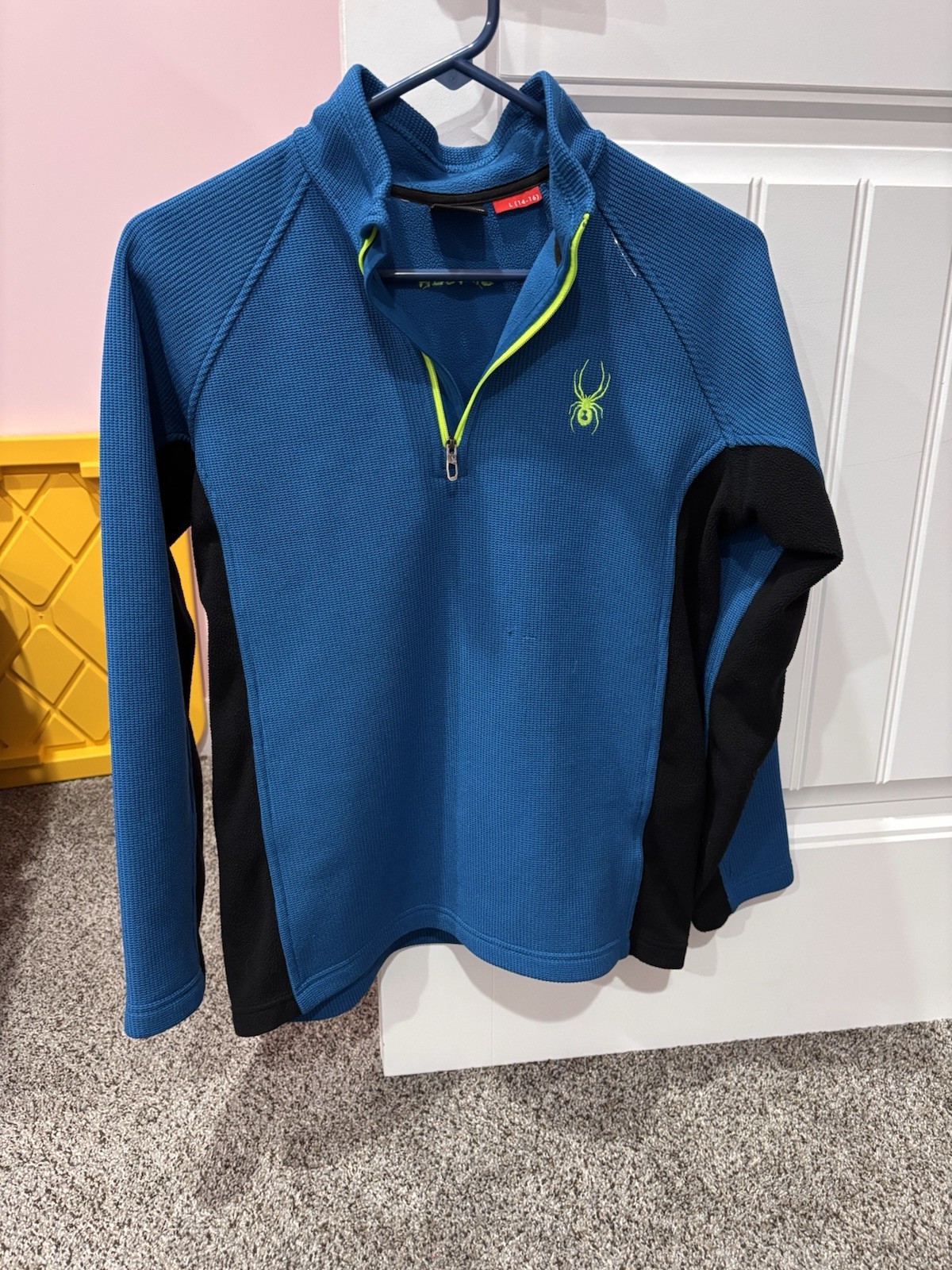 Spyder Teens L (14-16) Blue/Black 1/4 Zip Mock Neck Polyester Pullover