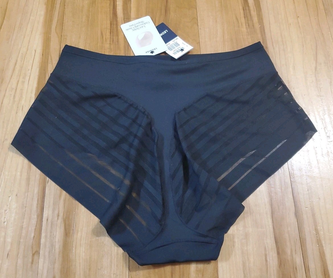 NEW Leonisa Stripe Undetectable Lace Classic Shaper Panty Black Color Size 3XL