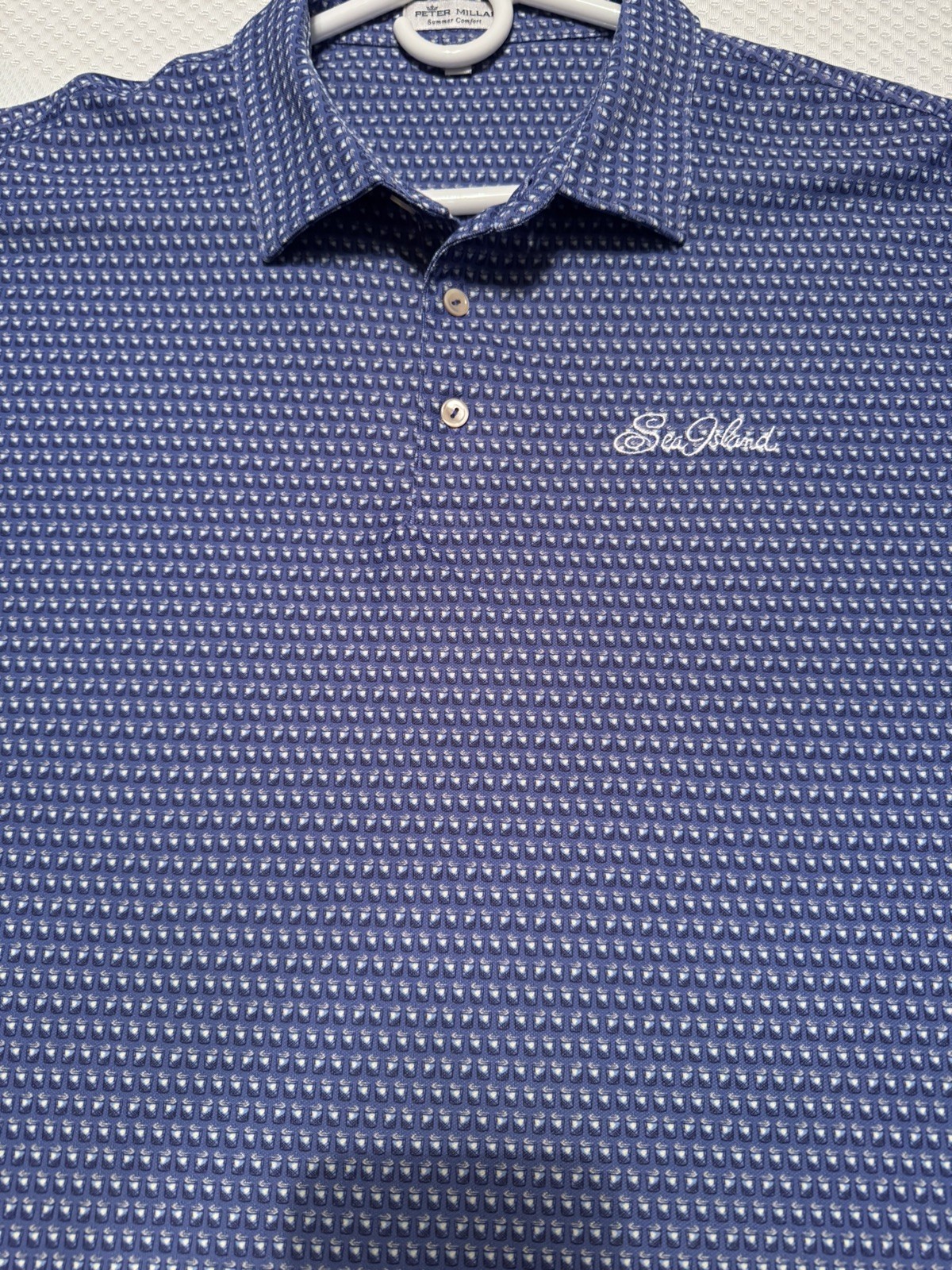 ⛳️Peter Millar Sea Island Transom Performance Mesh Golf Polo Shirt Size XL