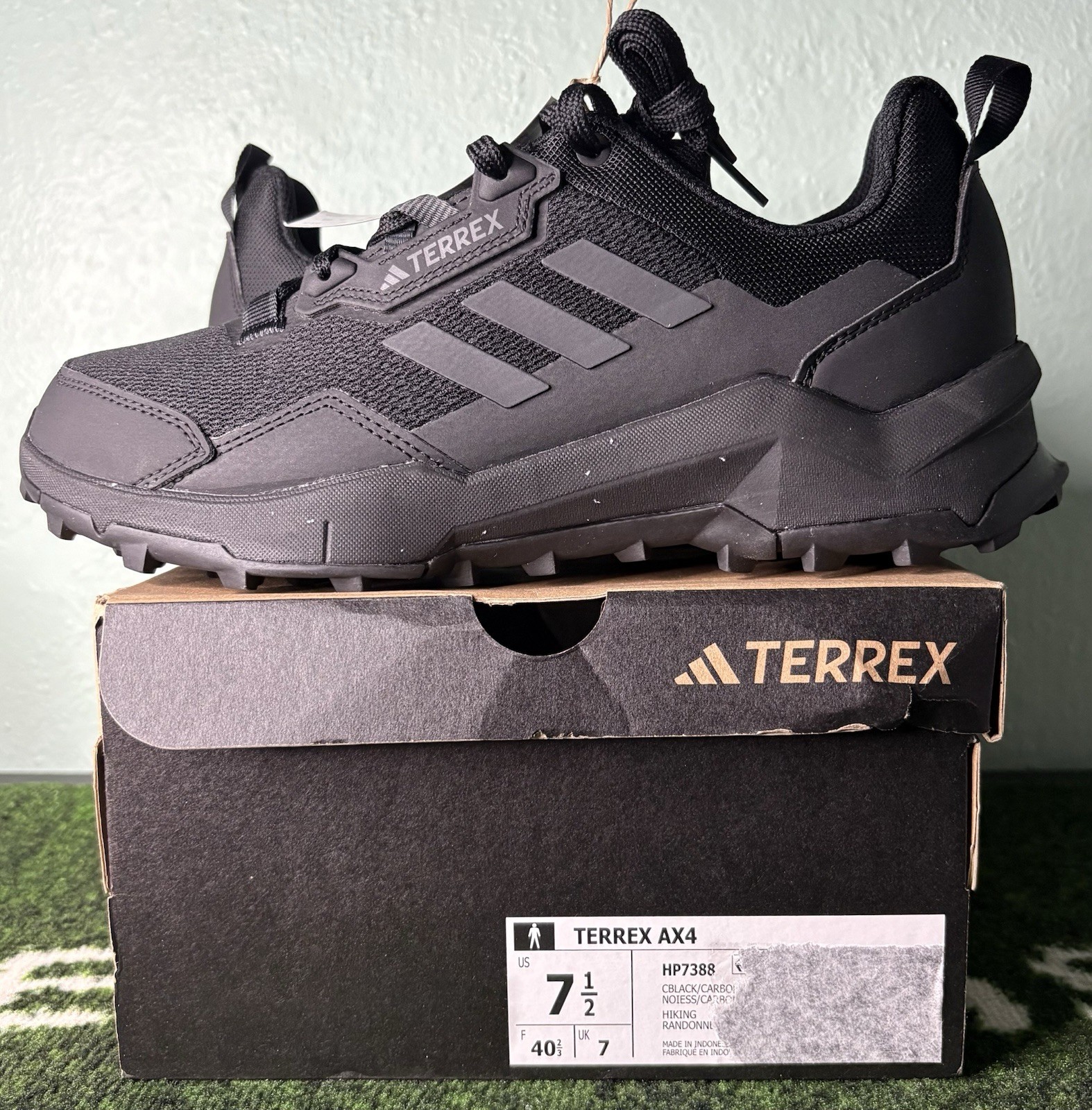US Men’s 7.5 – Adidas TERREX AX4 “Black Carbon” HP7388, Hiking Shoes