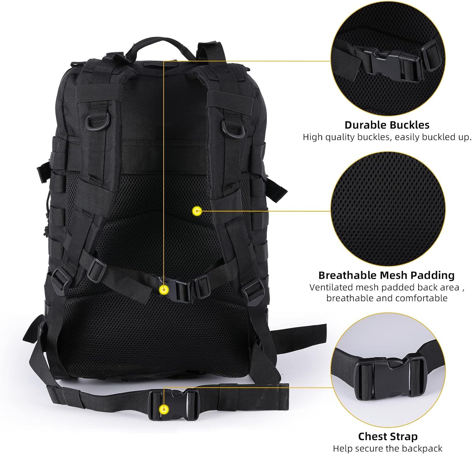 45L Military Tactical Backpack Large Army Men 3 Day Assault Pack Molle Rucksack