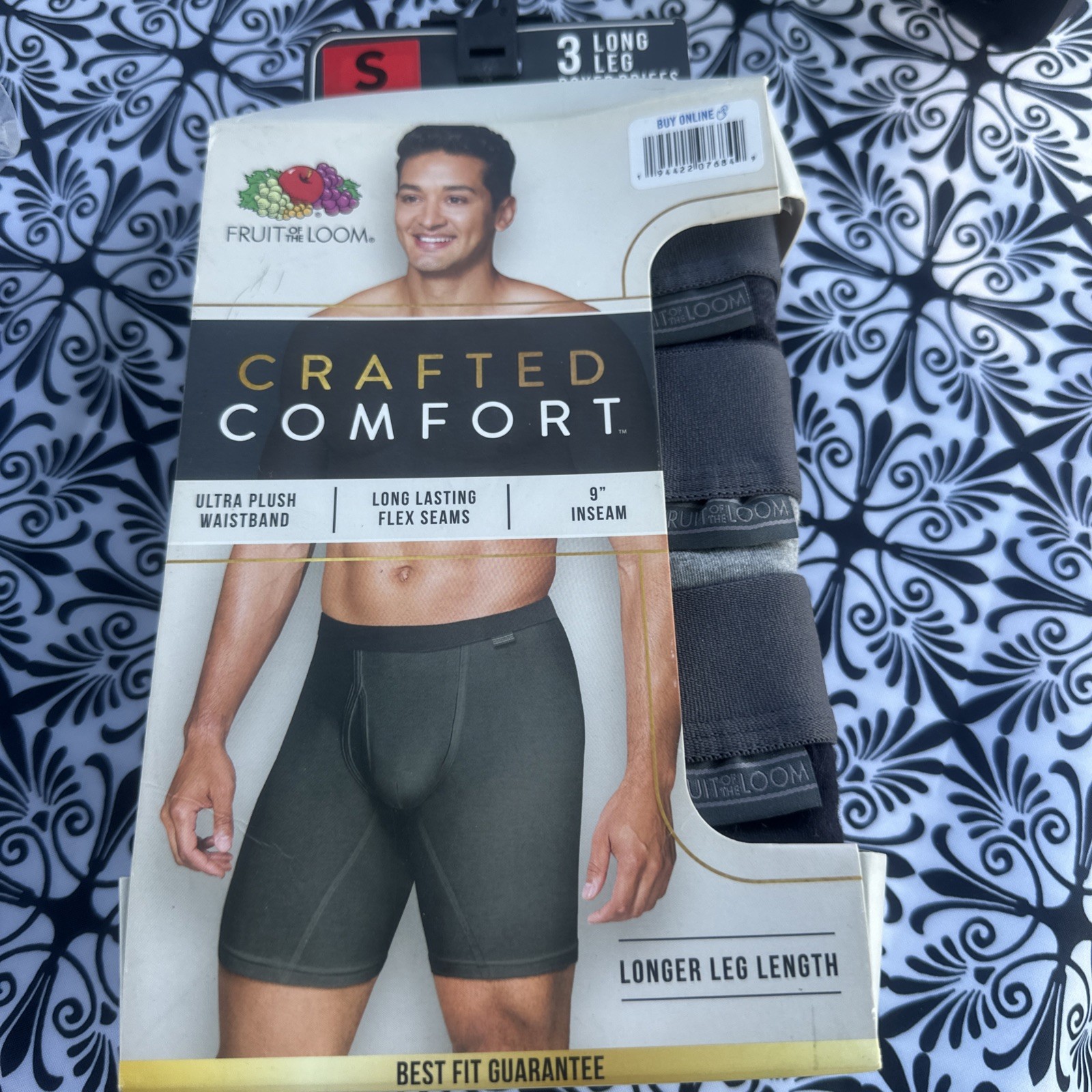 Fruit of the Loom Crafted Comfort Long Leg Boxer Briefs 3 Pack Mens S (28-30)