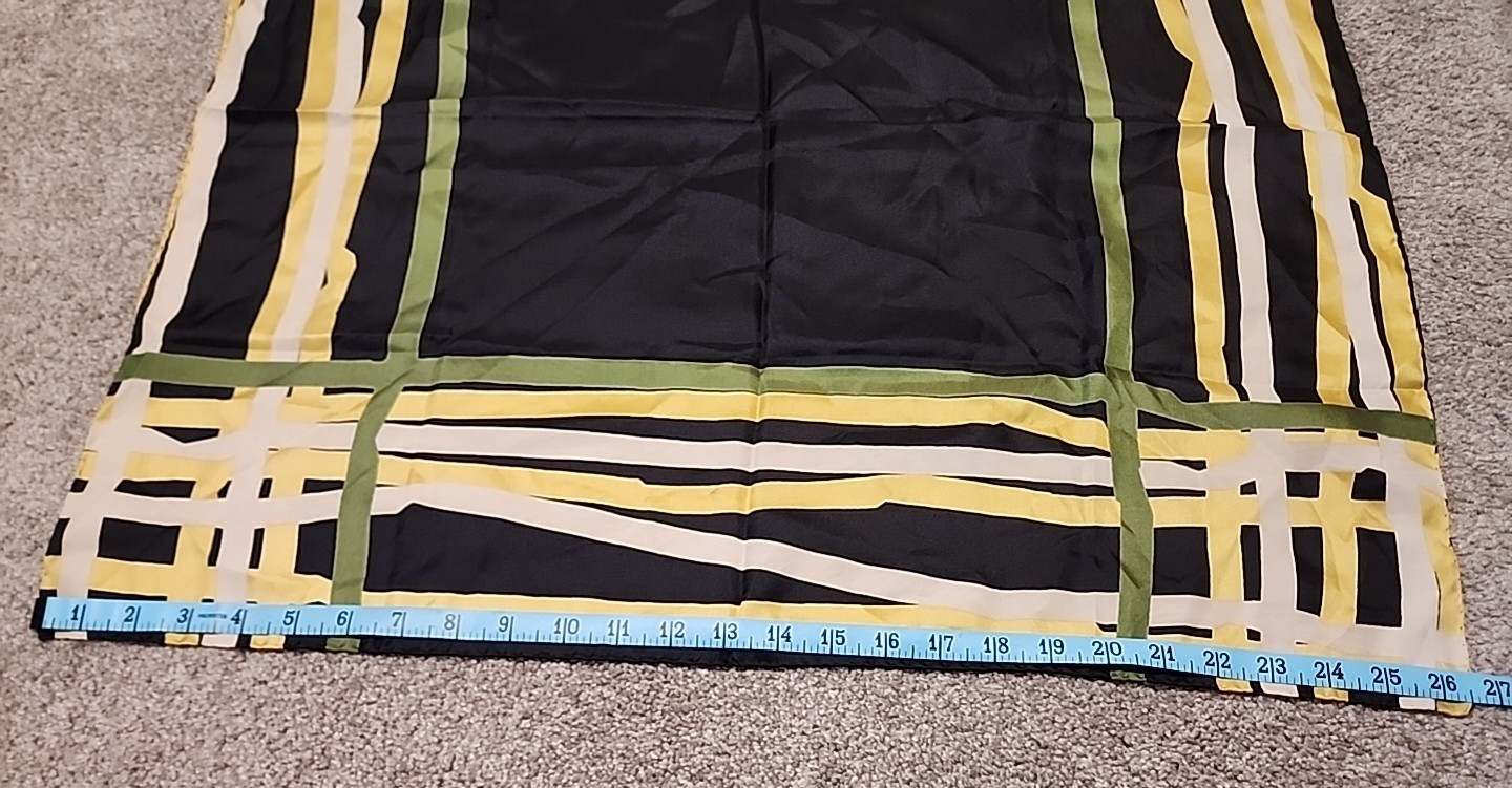 Baar&Beards Silk Scarf Made In Italy 26.5×26.5″ Black/green/yellow