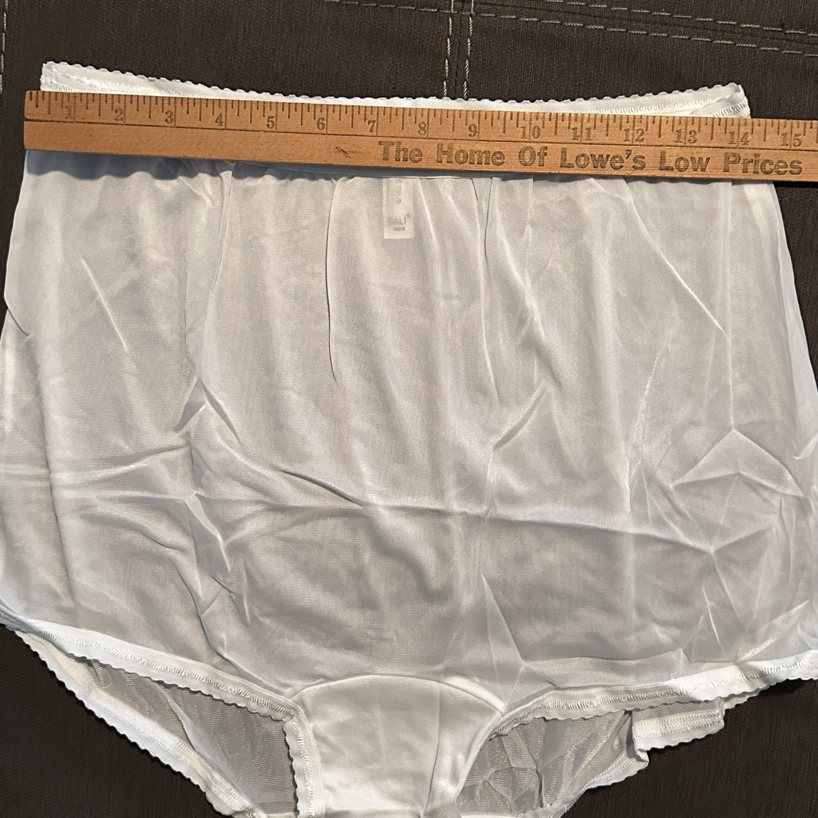 3 PAIR Bali 26210 White 2XL/9 100% Nylon Satin Full Cut Brief Panties High Waist