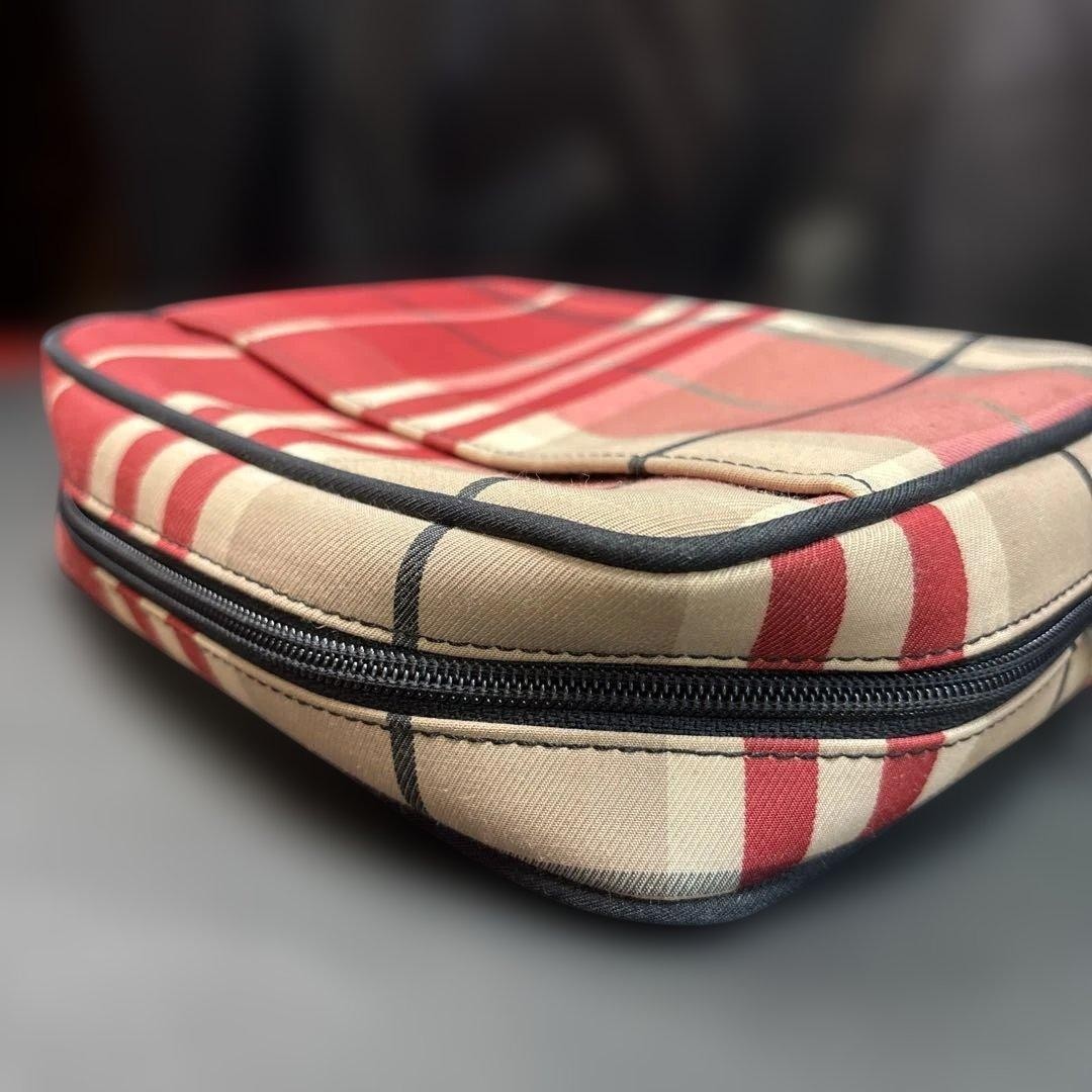 Burberry Plaid Pouch Vanity Clutch Nova Check 6.3×7.9in Used