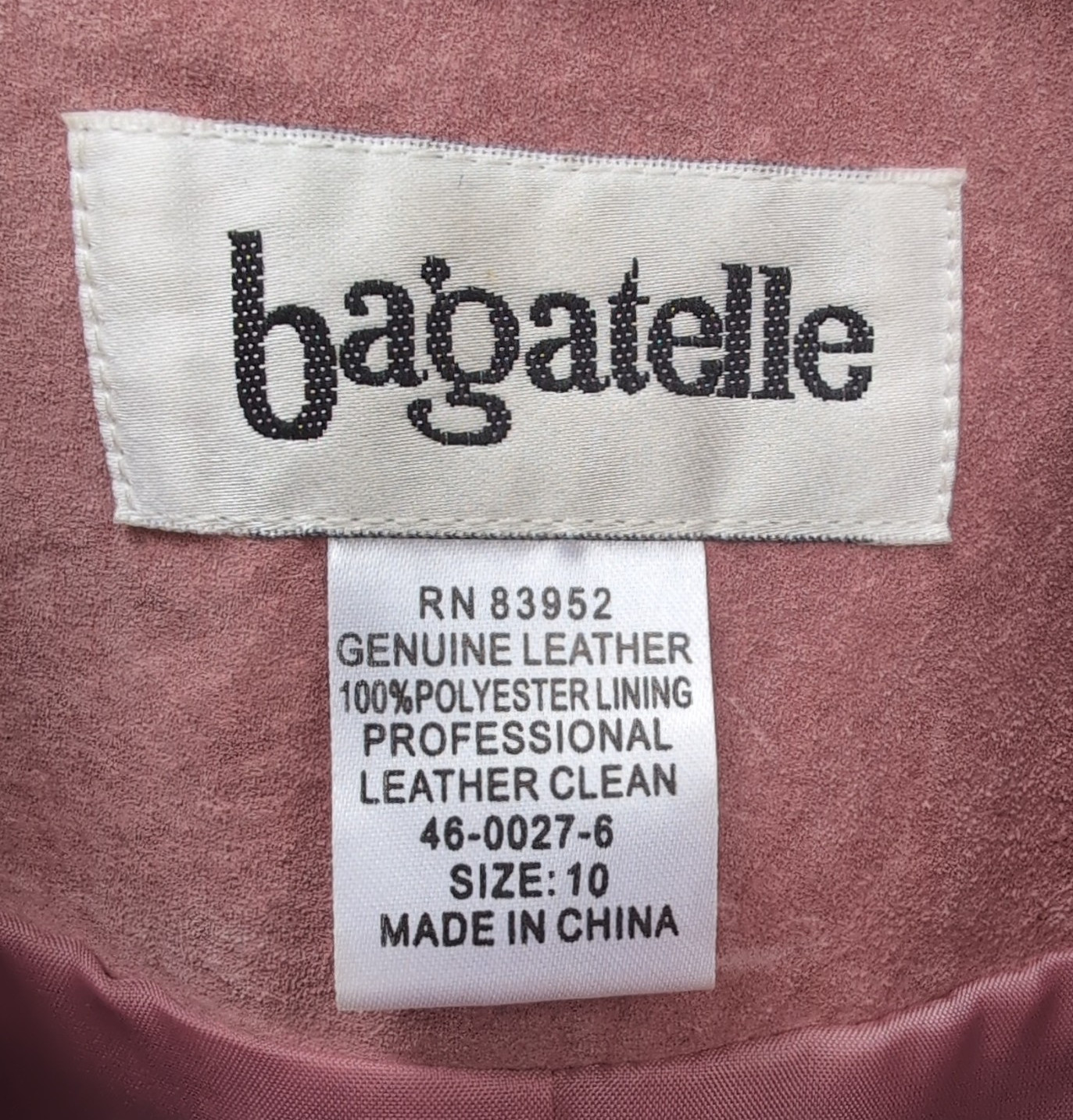 Vintage Bagatelle Pink Suede Leather Jacket Womens Size 10 90s Barbiecore