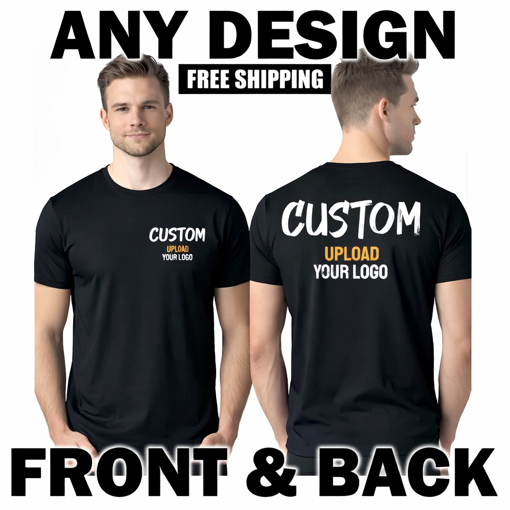 Bulk Lot of 100 Custom Printed T-Shirts Front Back Print Gildan Unisex T-Shirt