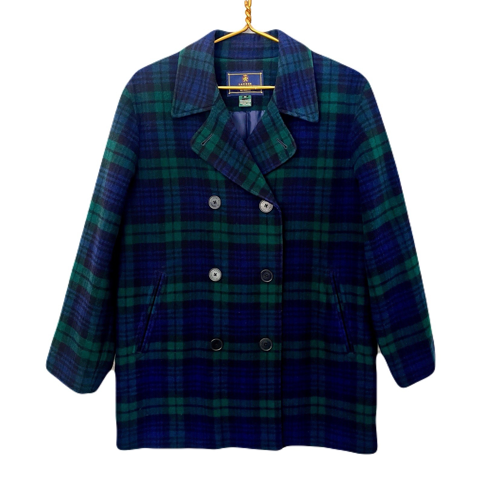 Vintage Ralph Lauren Wool Cashmere Blend Blackwatch Plaid Jacket, Size M
