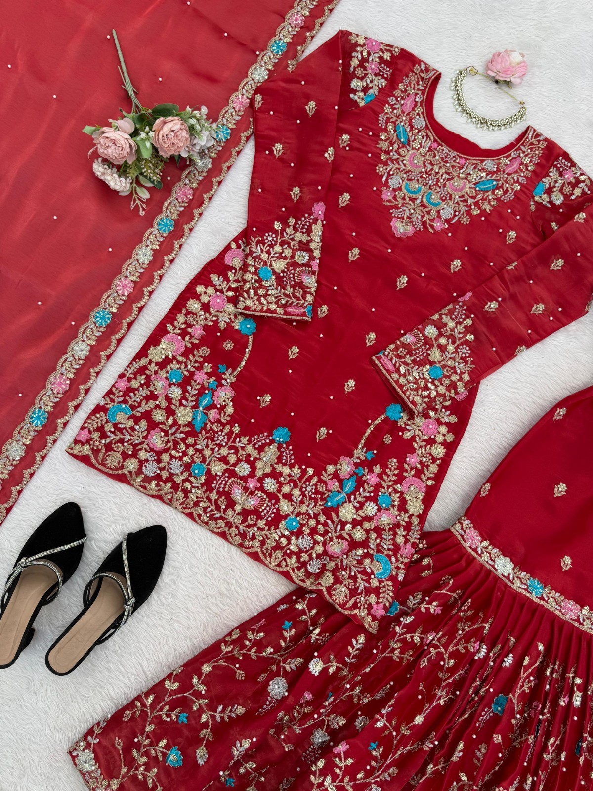SALWAR KAMEEZ PAKISTANI INDIAN WEDDING PARTY WEAR DRESS BOLLYWOOD SUIT SHARARA