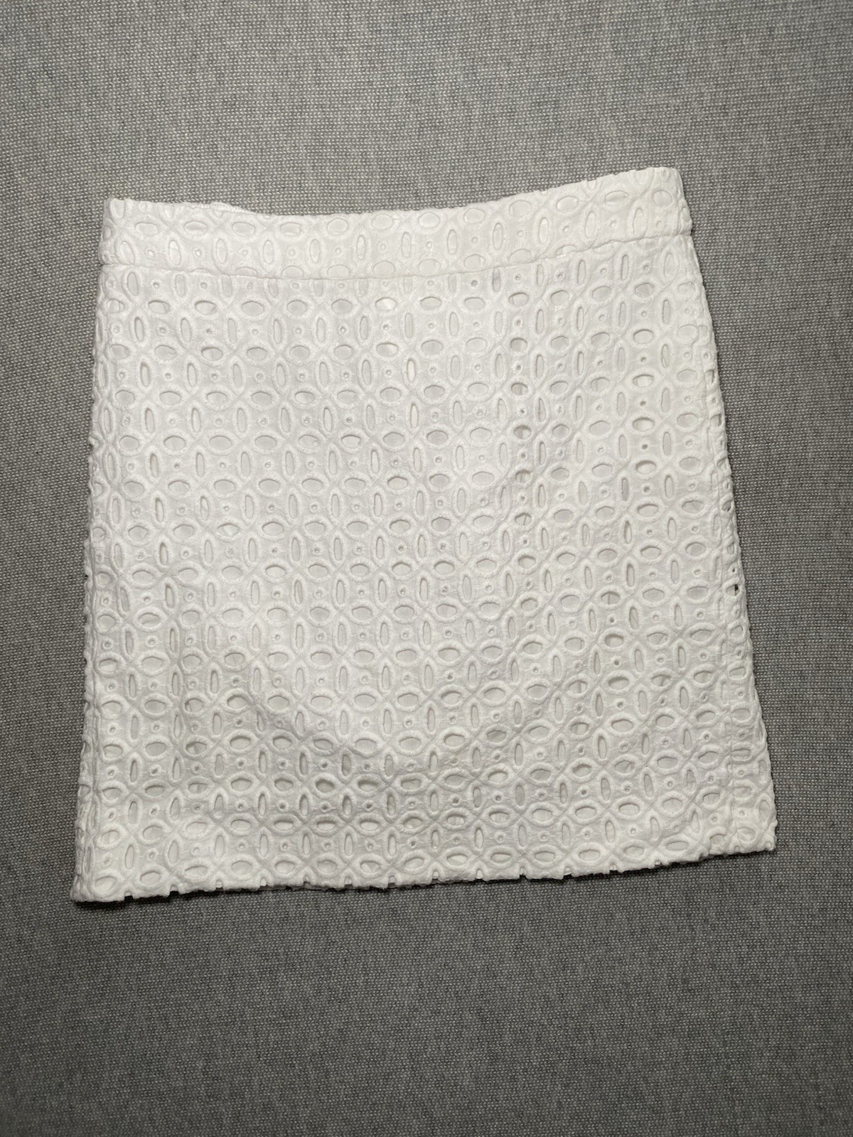 J.Crew Factory Embroidered Eyelet Short Mini Pencil Skirt Womens 00 White