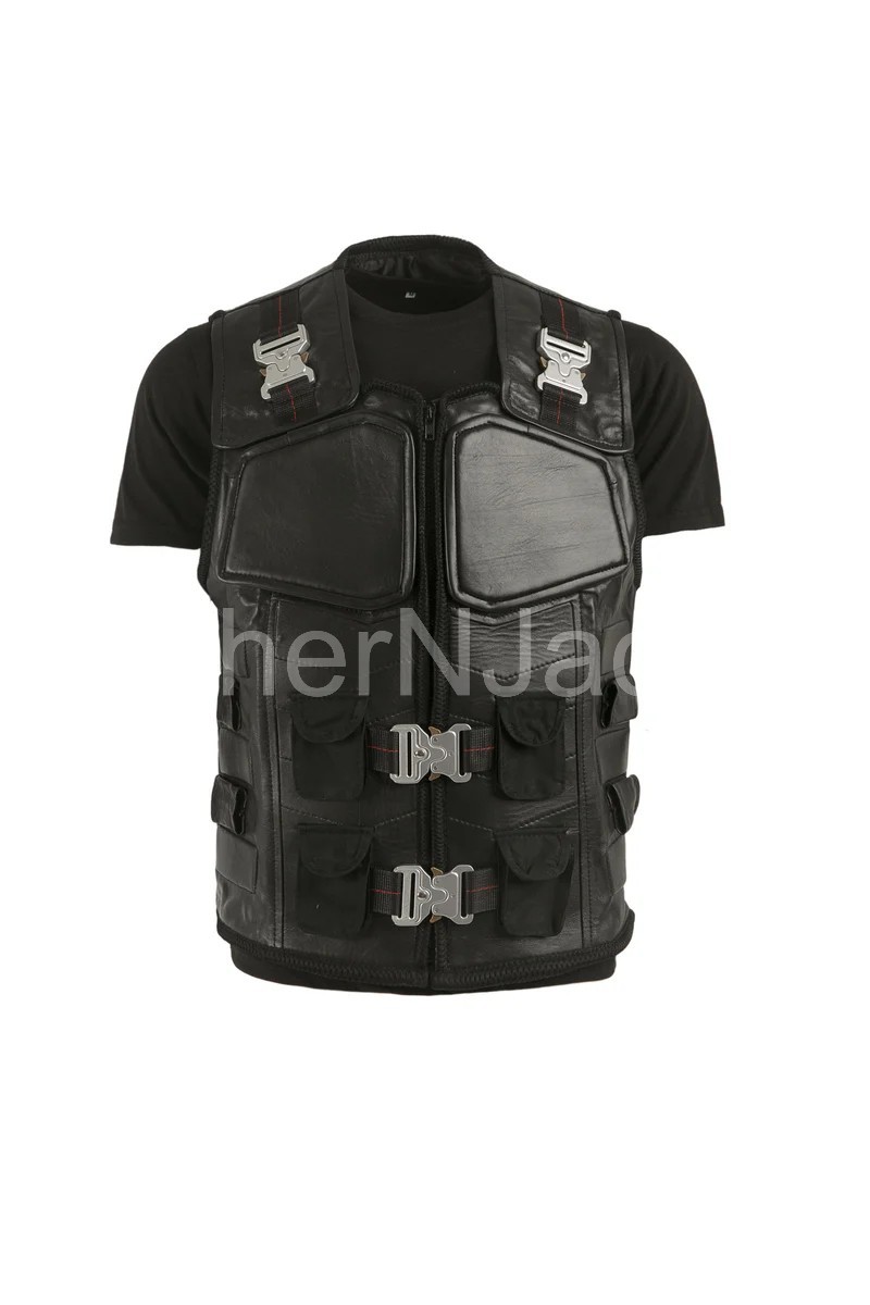 Mens Blade Wesley Snipes Trinity Cosplay Tactical Black Leather Vest Costume