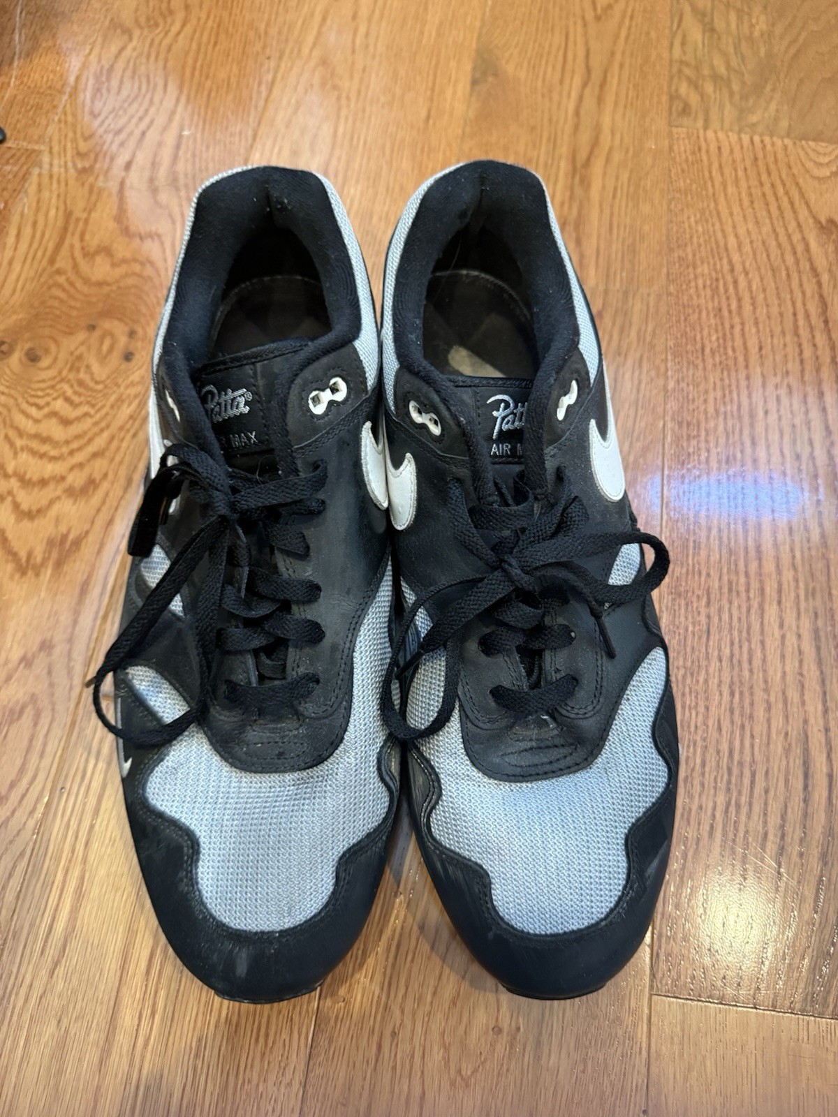Nike Patta x Air Max 1 Black/Gray/White Leather Lace-Up Low Top DQ0299-001