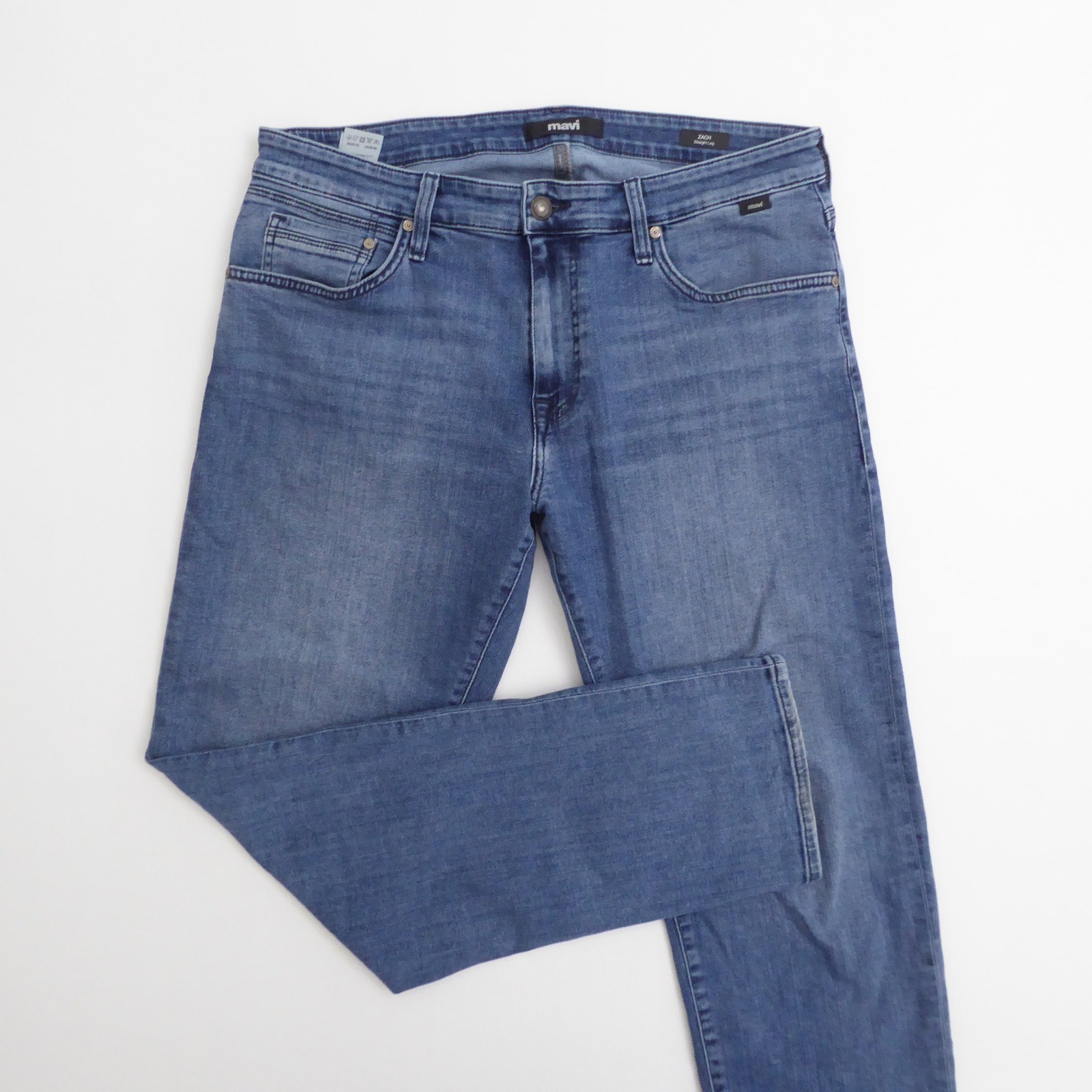 Mavi Mens Jeans Blue Zach Straight Leg Zip Fly Stretch Denim Size 34 x 32