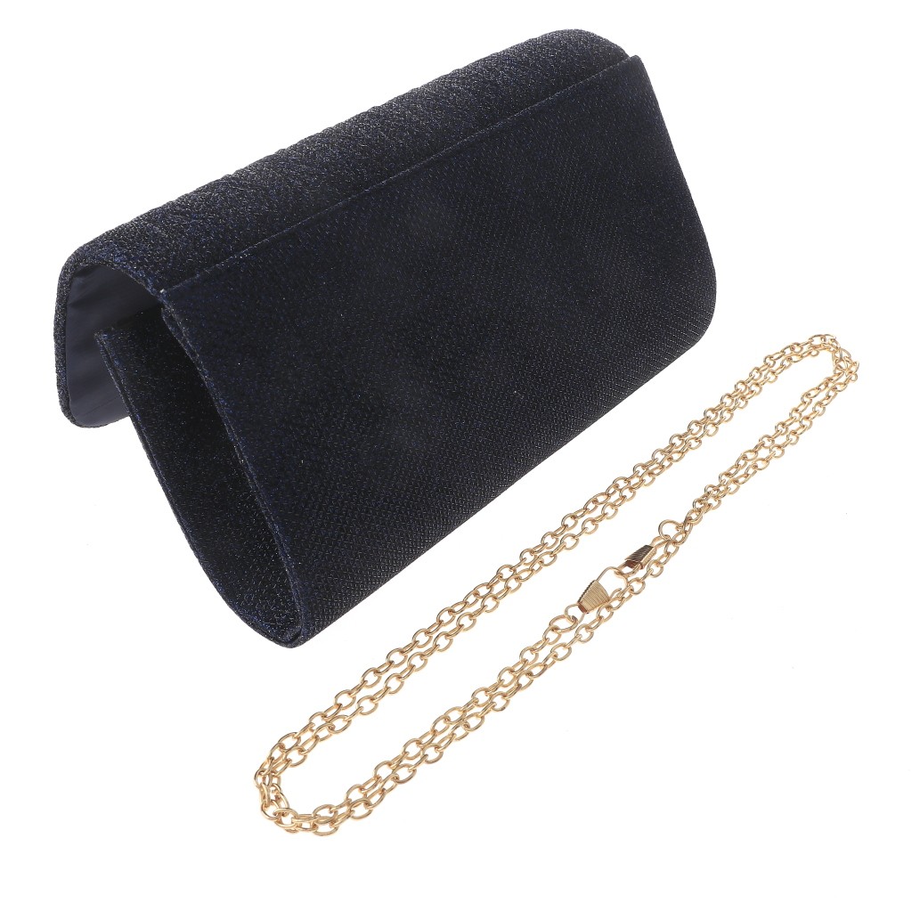 Fashion Front Folded Glitter Fabric Clutch Evening Bag HSY115-NBL
