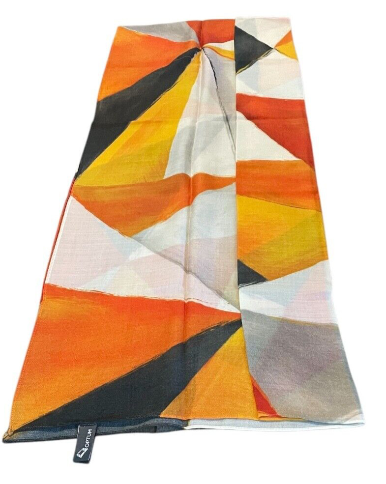 OPTUM Geo Print Mustard Multi 100% WOOL Vibrant Retro Scarf lightweight