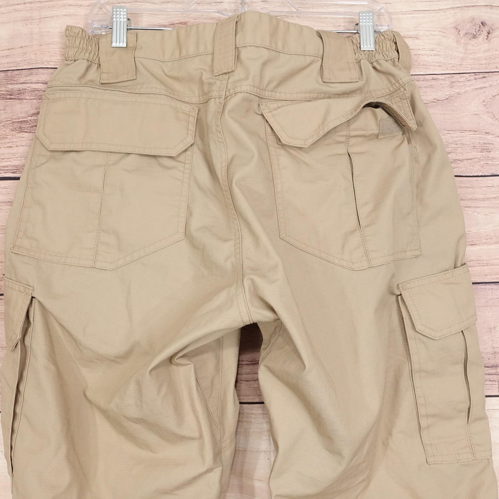CQR Cargo Tactical Pants Mens 36×30 Beige Regular Fit Ripstop Poly Cotton
