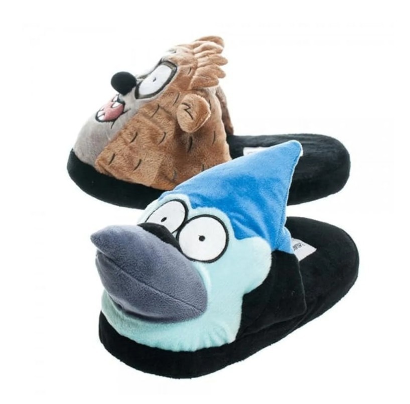 Regular Show Rigby Mordecai Slippers Plush Cartoon Network House Shoes Mens 7-8