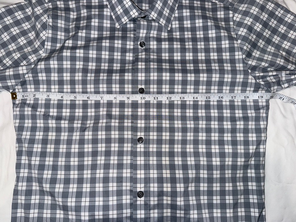 Perry Ellis Portfolio Tech Shirt Slim Grey Plaid 15 32/33 Dress Shirt