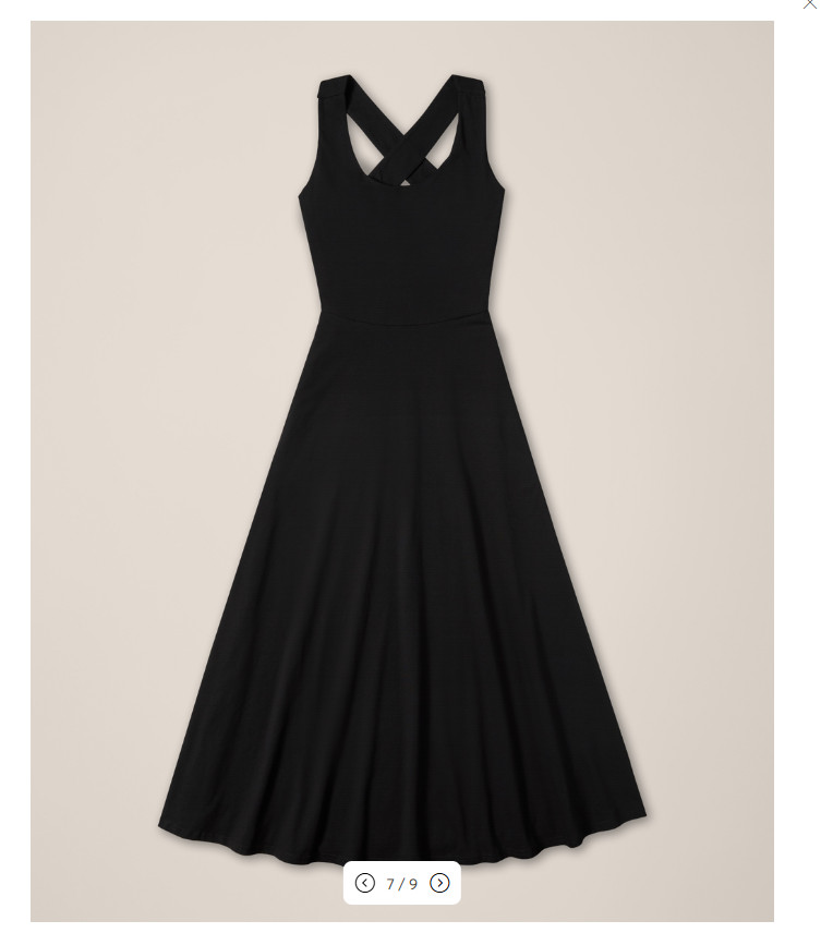 PACT Organic Fit & Flare Open Back Maxi Dress Black