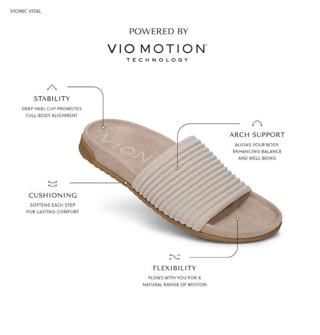 VIONIC Evie Knit Slide Sandal, Vapor Silver (NEW)