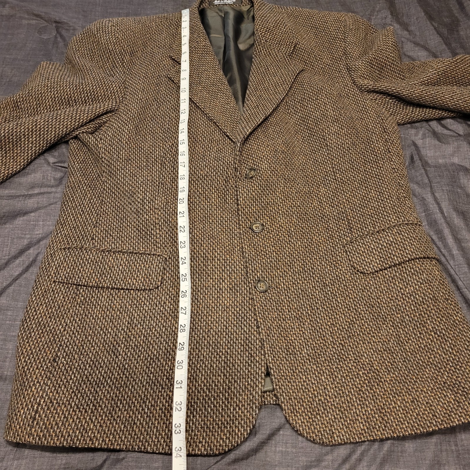 Yorkshire & Hill 46L Brown Tweed Wool Sport Coat Herringbone