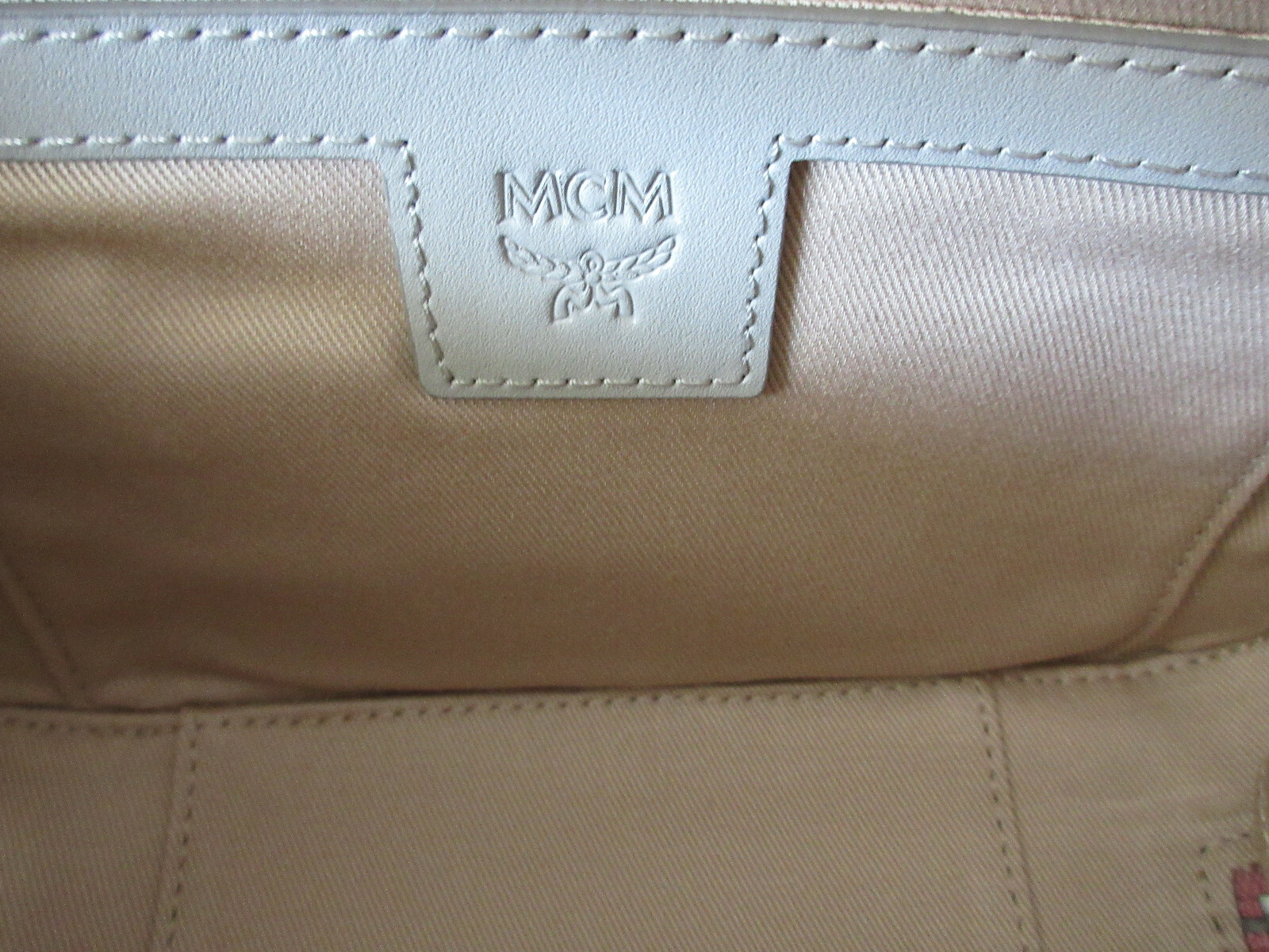 MCM half moon Visetos Canvas Small Zip Top Crossbody Dome Purse Bag
