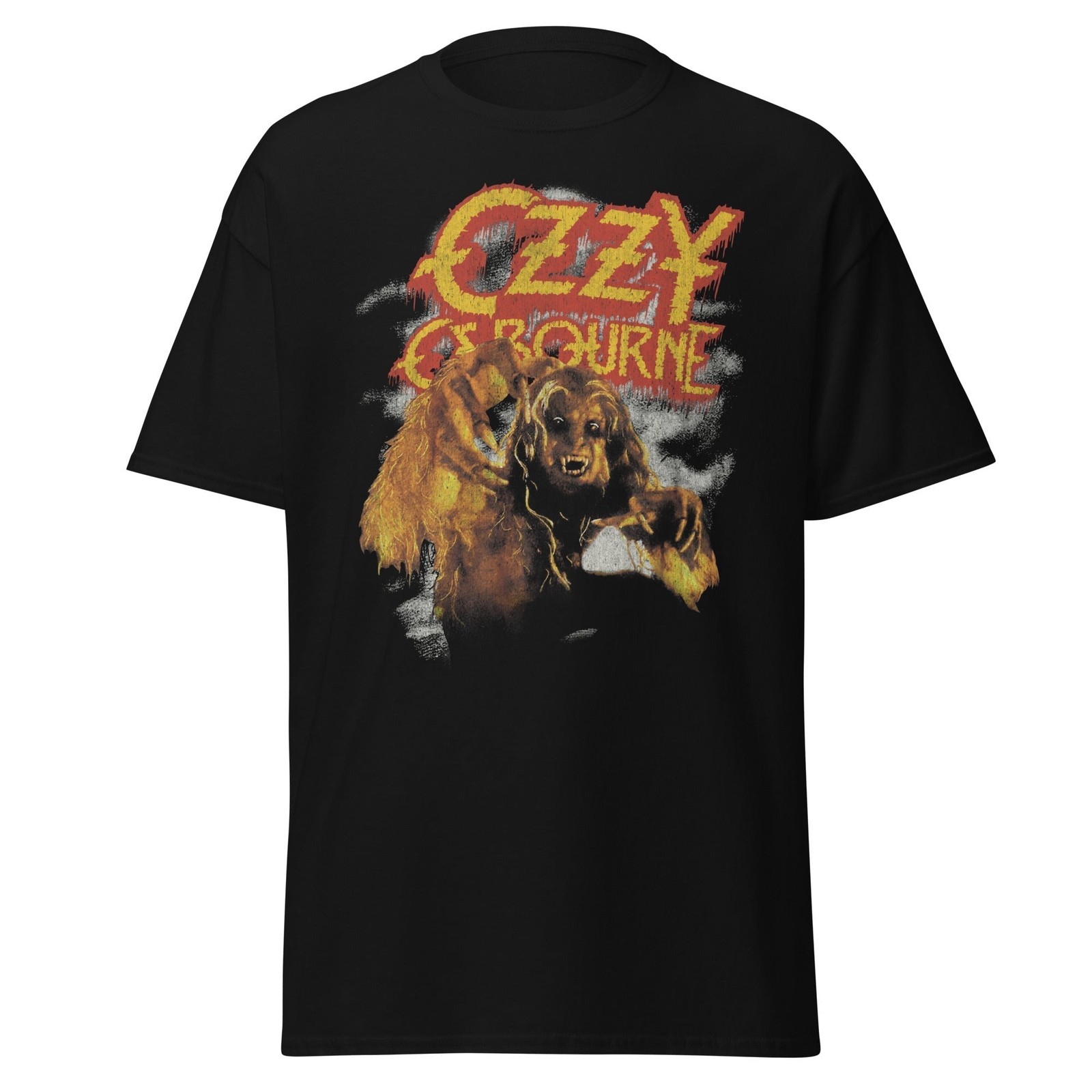 Stakes Ozzy Osbourne – Vintage Werewolf Jumbo Print T-Shirt T-Shirt Black New