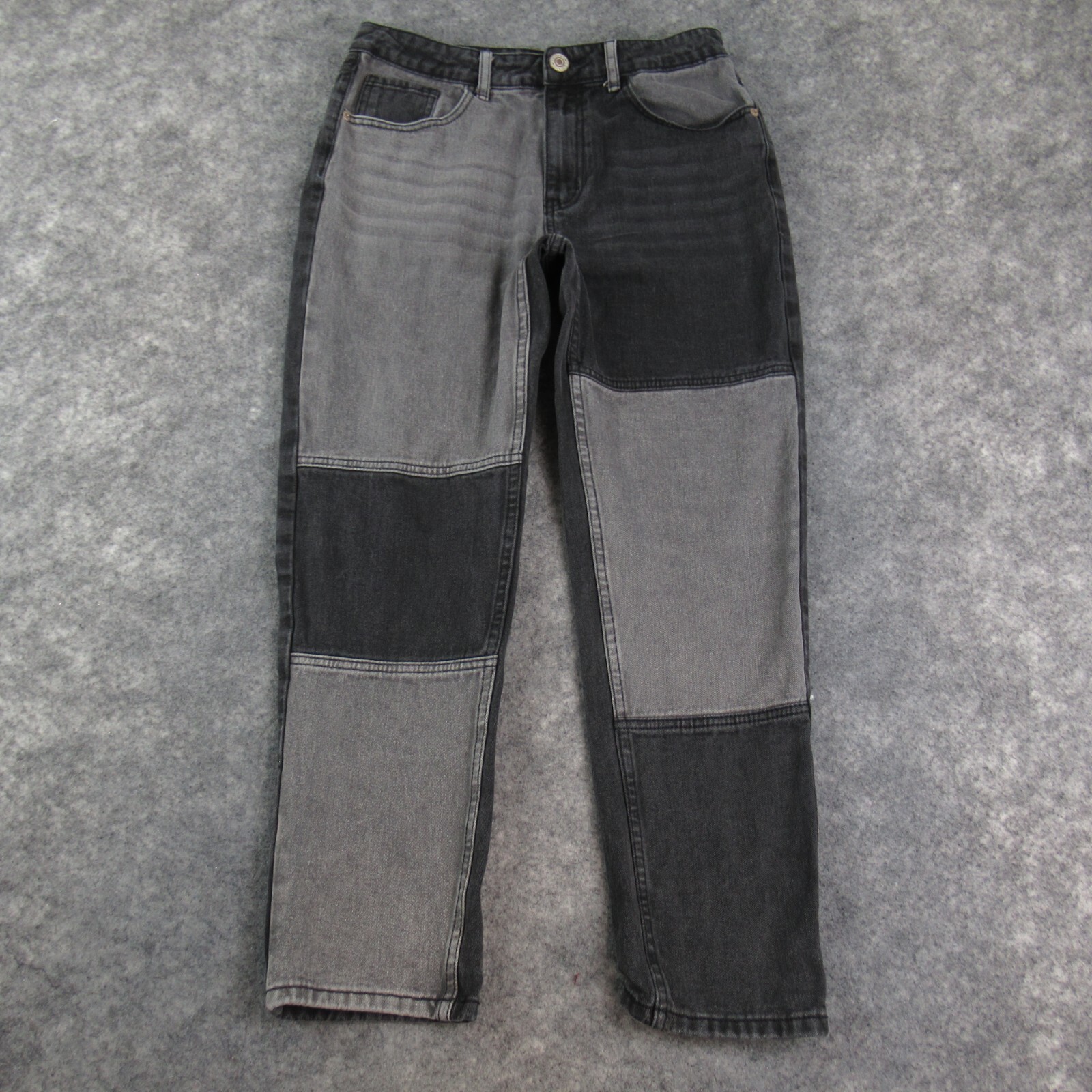 Newtusfan Jeans Mens 31×27 Gray Patchwork Tapered Mid Rise Cotton Blend Denim