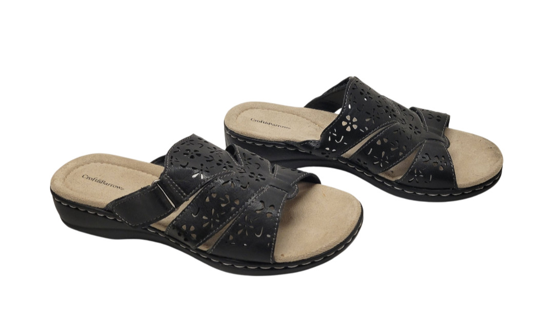 CROFT & BARROW Womans BLACK Slip Slide On Shoes Mules NON SLIP size 8