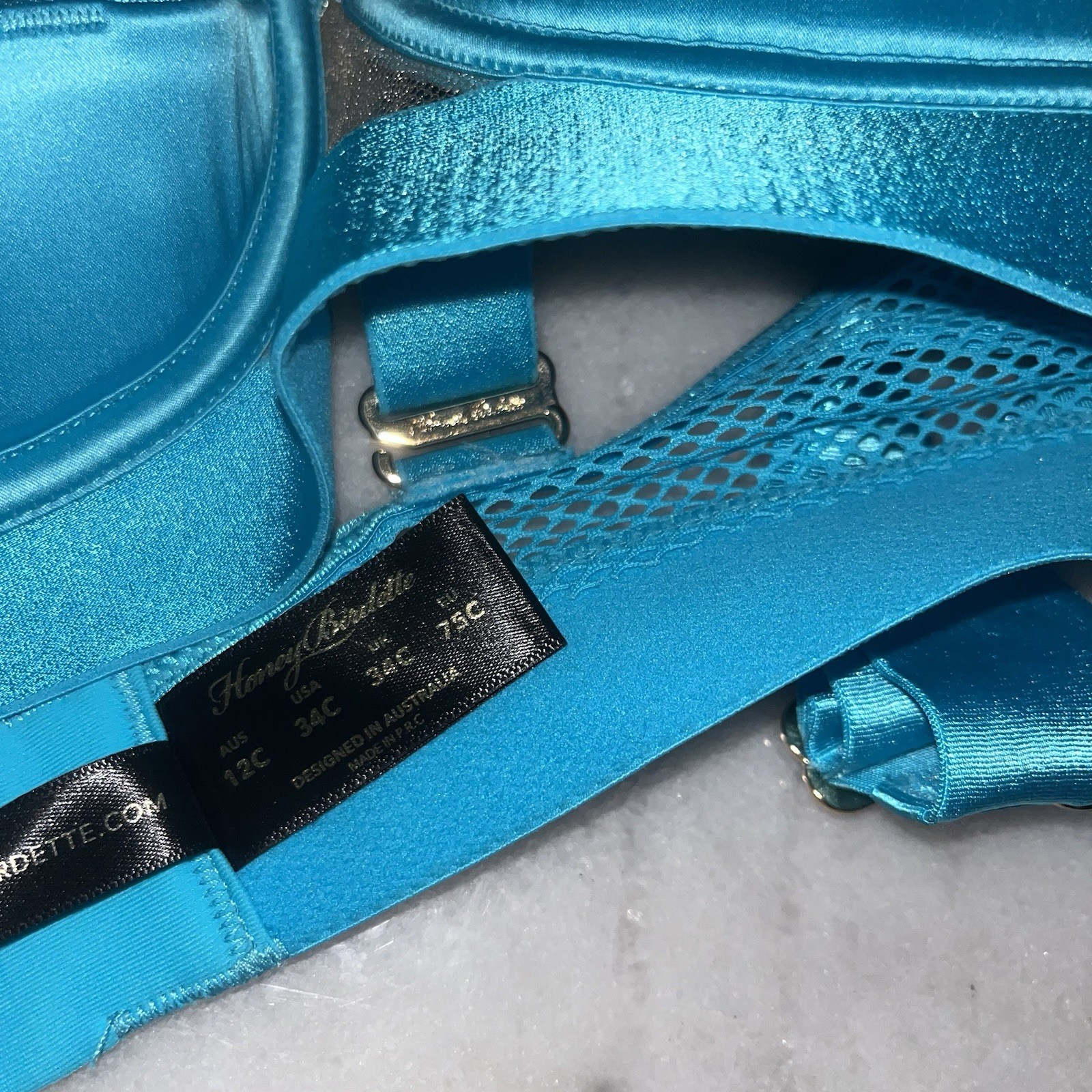 Honey Birdette Jasmin Turquoise Bra Size 12c/34c/34c/75c