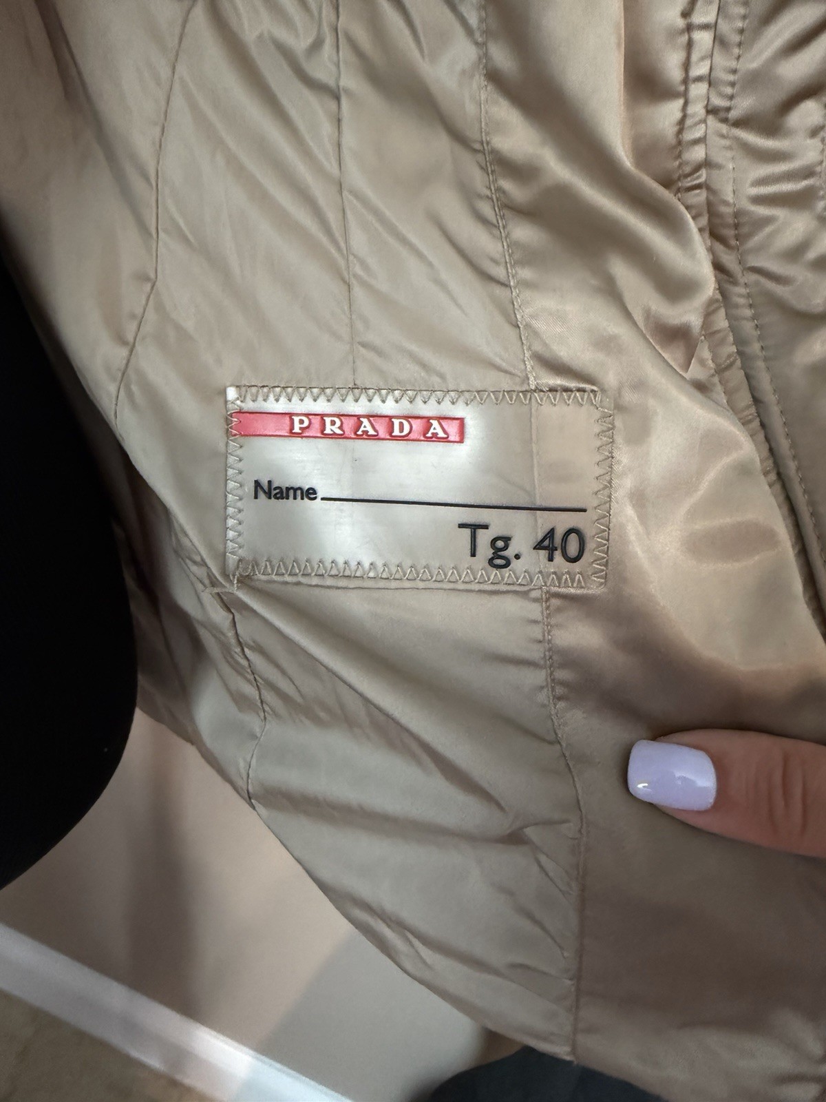 Prada Women’s Beige Mid-Length Quilted Fох Fur Trim Full Zip Jacket 40 (xs-s)