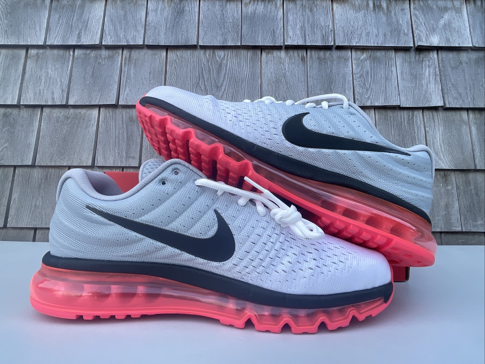 Nike Air Max 2017 Running Shoes White Grey Pink 849559-106 Men’s Size 15 NEW
