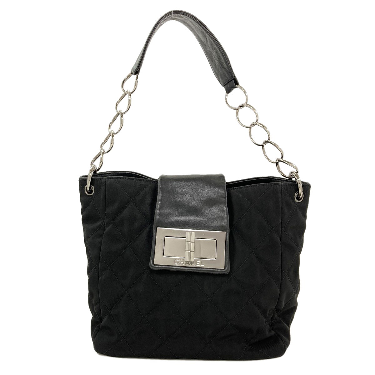 CHANEL Matelasse one belt SilverHardware Shoulder Bag Nylon Calf Ladies [Used]
