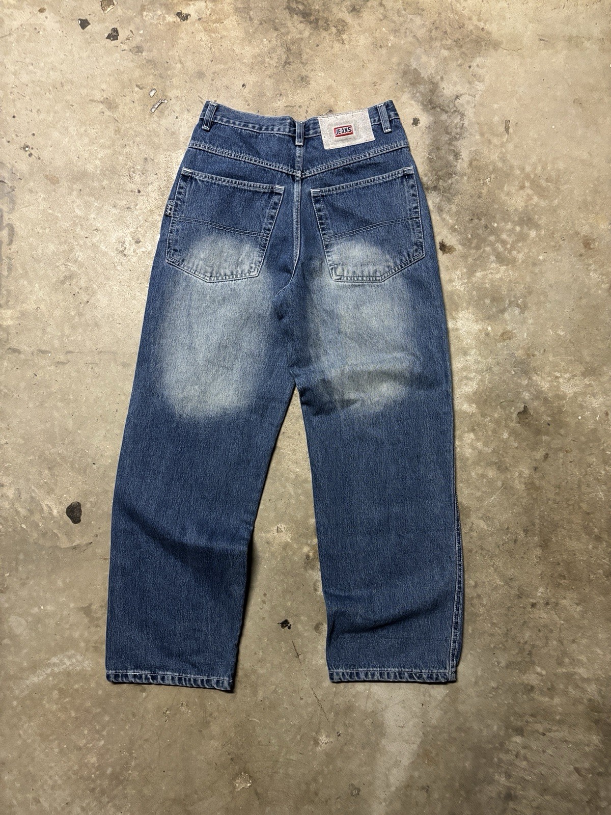 Vintage 30×32 Y2K Baggy Raffaleff American Fashion Blue Denim Jeans Skate