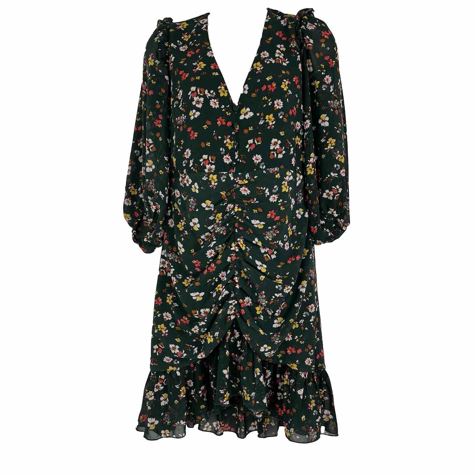 New Sugar+Lips Sheath Dress Women’s Small Long Sleeve Above Knee Green Floral