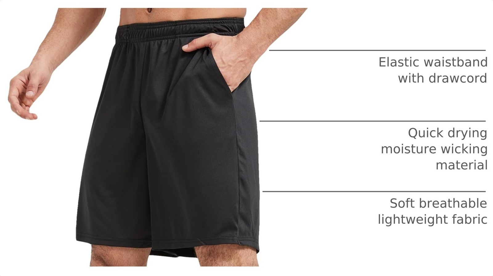 AKAWOOKO 5 Pack Men’s Athletic Gym Shorts with Pockets Quick Dry Large, Set 1