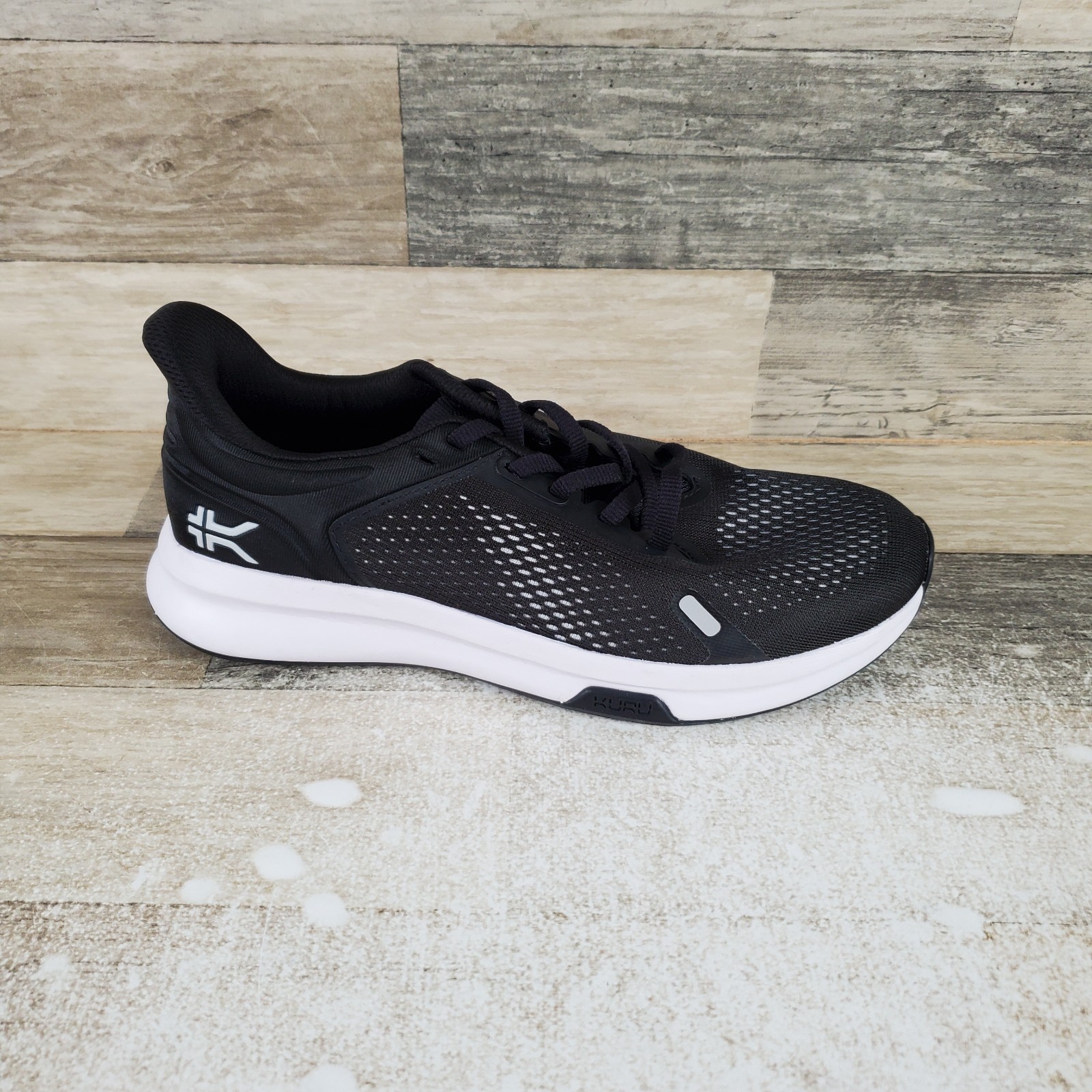 KURU ATOM Fusion Womens Shoes Sz 7.5 M Running Jet Black Bright White Sneakers