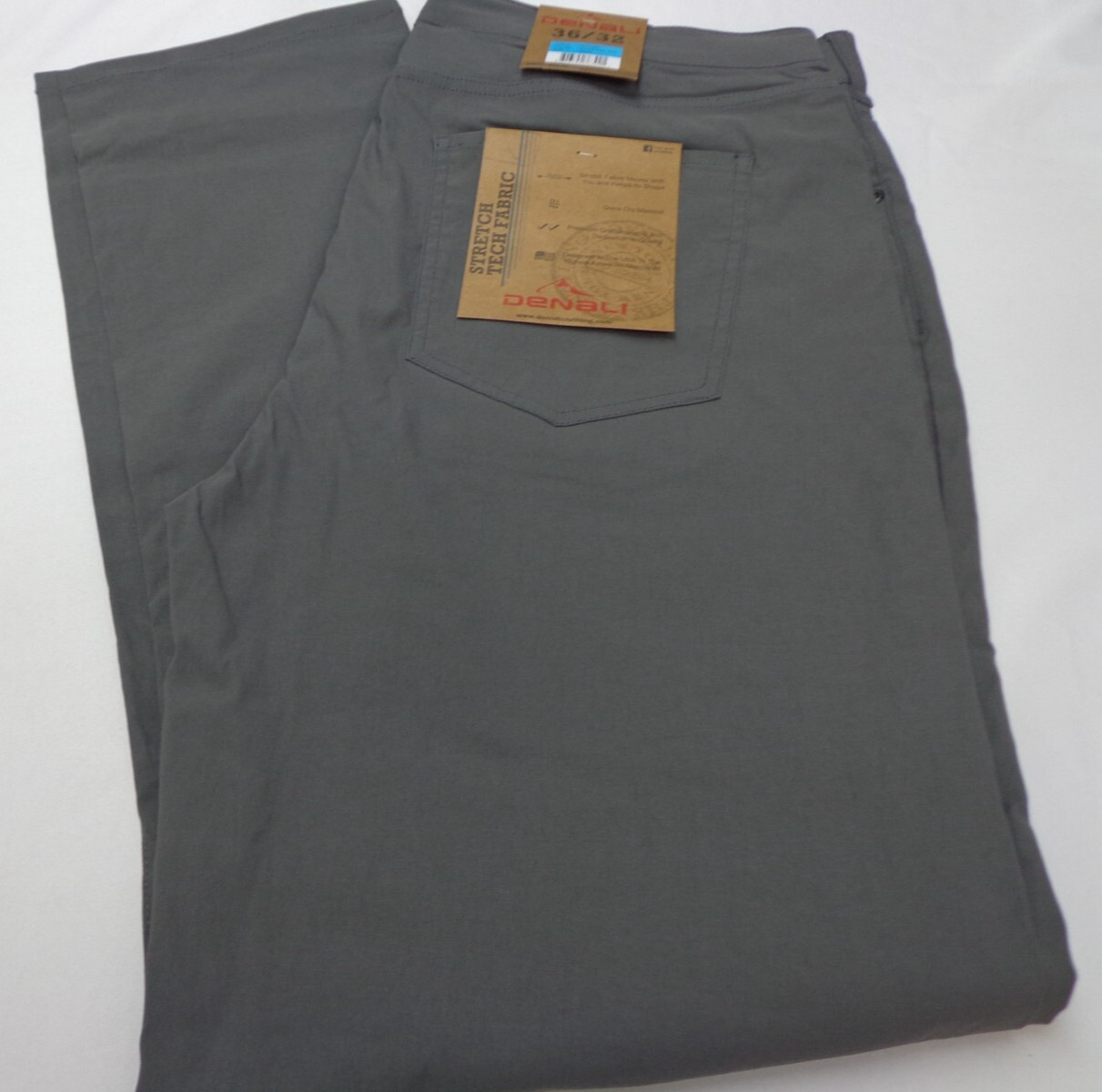 DENALI Charcoal Sky Gray Tech Fabric Stretch Pants NWT 36/32 MSRP $54
