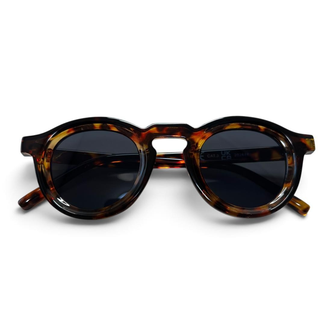 1397 Tortoiseshell Sunglasses Round Type Wellington Vintage Style Blue Lens
