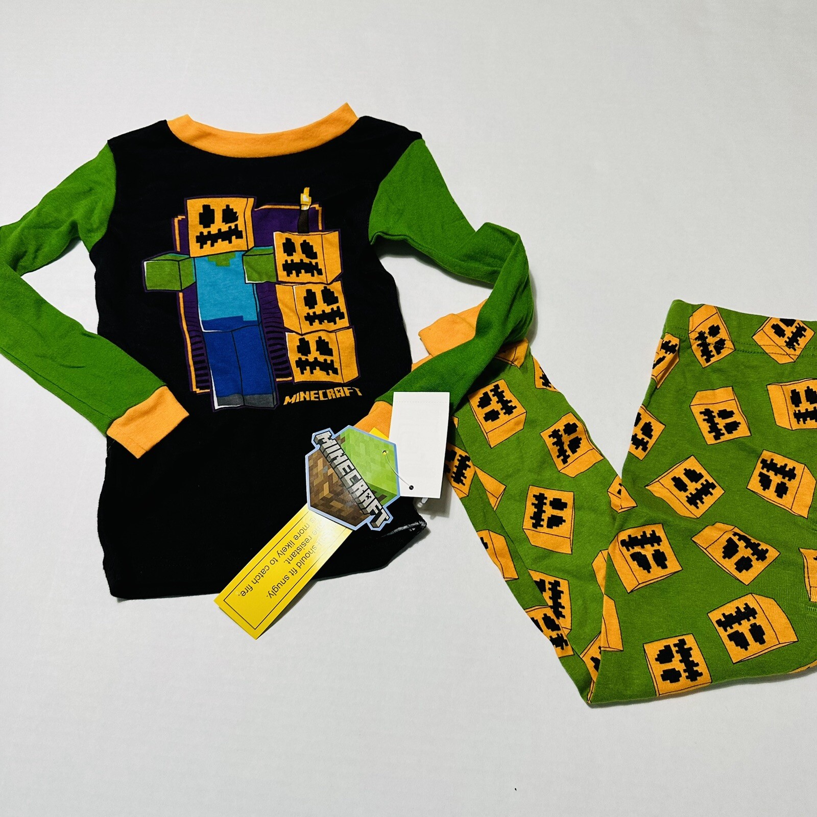 Boys Size 4 Minecraft Pajamas Halloween Snug Fit
