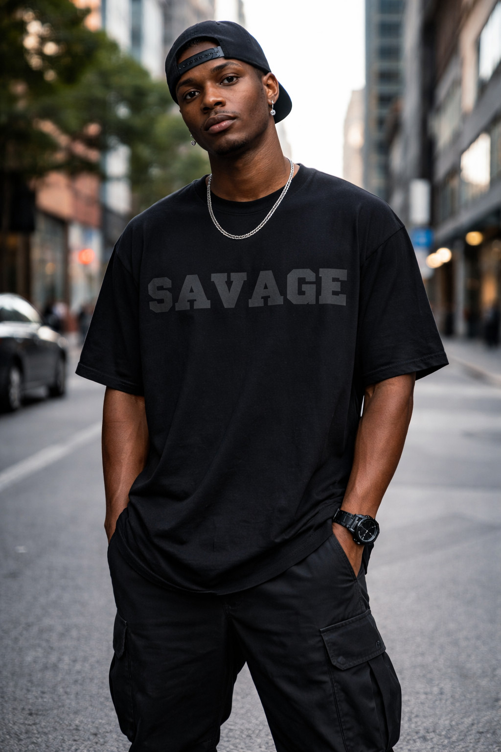 WXYZ Savage Oversized Luxury Tee XL Black Graphic Streetwear Cotton Blend NWT