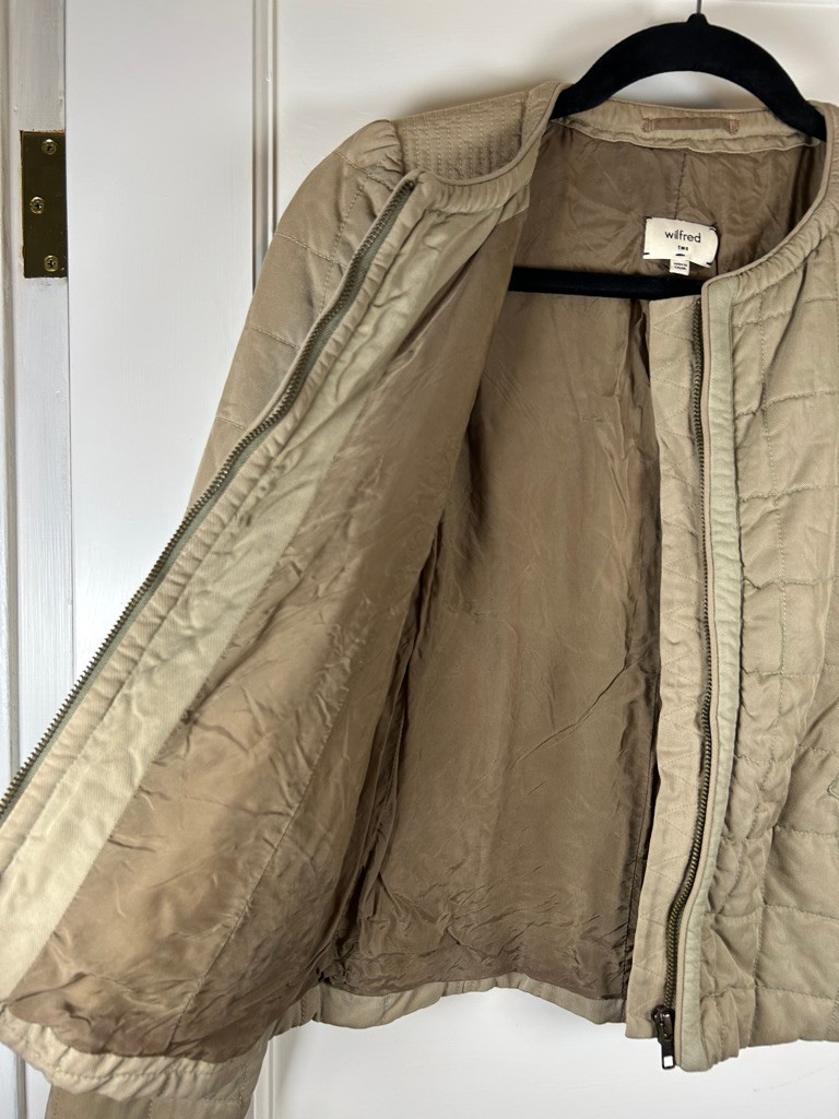 Wilfred Quilted zippered Jacket Womens Small Tan Aritzia