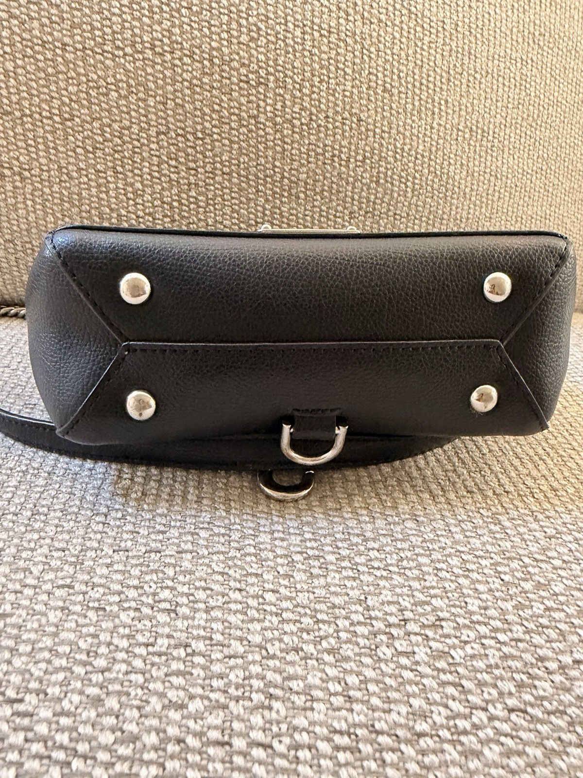 Rebecca Minkoff Mini MAC Black Pebbled Leather Crossbody Bag Silver Hardware
