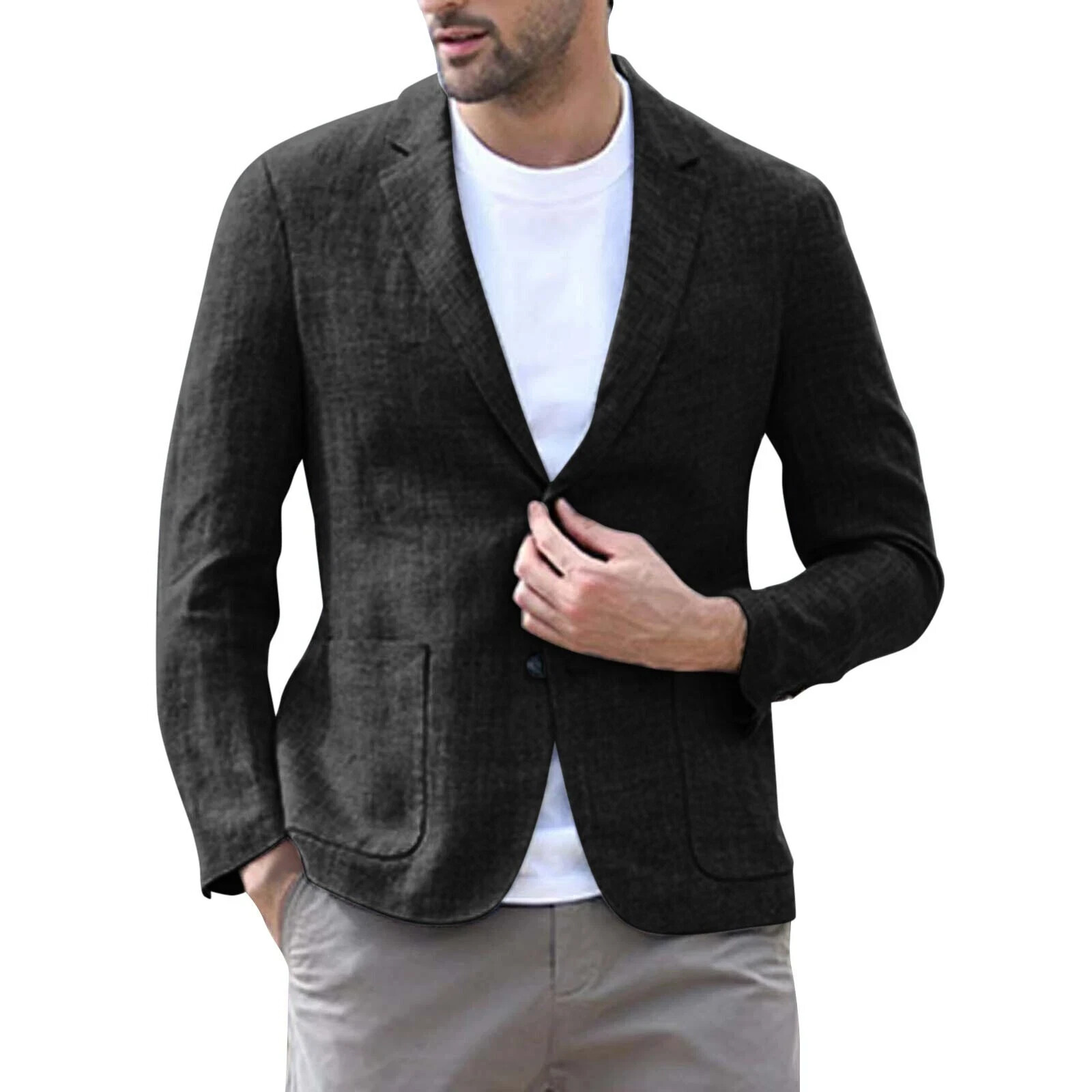 Summer Linen Men Blazer Casual Sports Jacket Beach Leisure Wedding Party Blazer